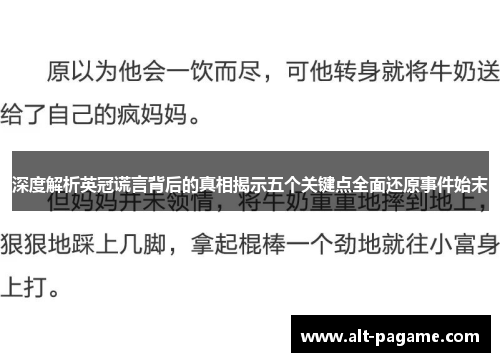 深度解析英冠谎言背后的真相揭示五个关键点全面还原事件始末
