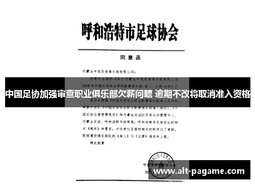 中国足协加强审查职业俱乐部欠薪问题 逾期不改将取消准入资格 中国足协加强审查职业俱乐部欠薪问题 逾期不改将取消准入资格